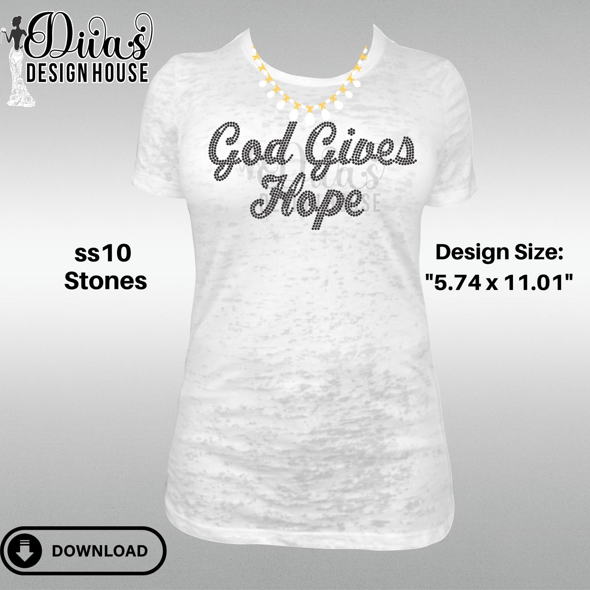 God Gives Hope Digital Rhinestone Download| SVG| PNG| Cricut & Silhouette| SVG file| ss10 Rhinestones Cut File| Melanin Rhinestone File|