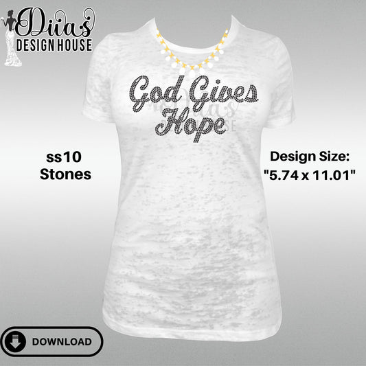 God Gives Hope Digital Rhinestone Download| SVG| PNG| Cricut & Silhouette| SVG file| ss10 Rhinestones Cut File| Melanin Rhinestone File|