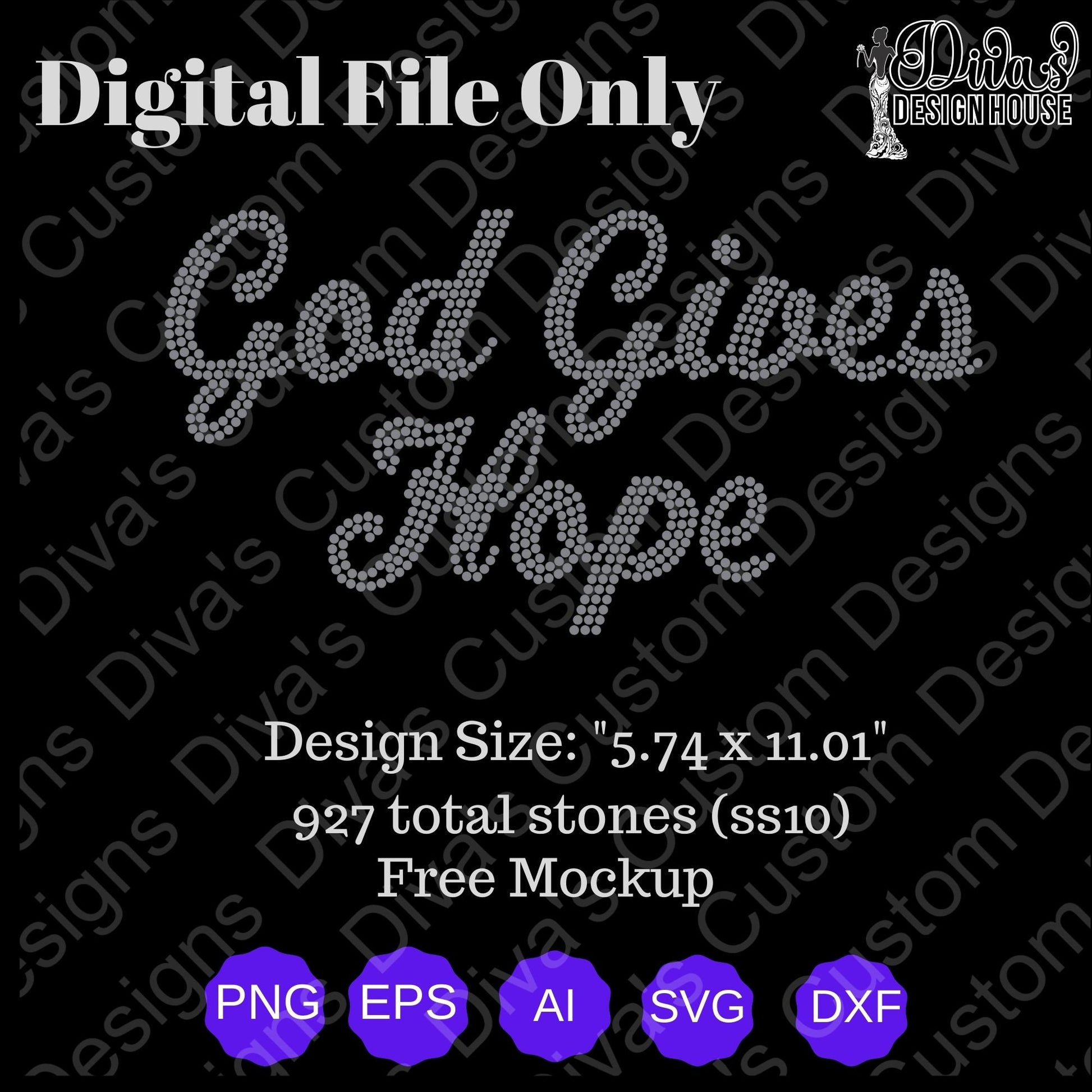 God Gives Hope Digital Rhinestone Download| SVG| PNG| Cricut & Silhouette| SVG file| ss10 Rhinestones Cut File| Melanin Rhinestone File|
