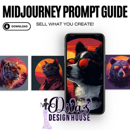 Cool Animal T-Shirt Art Prompt Guide | 9 Images | 9 Prompts | Includes 5 Witty Slogans Ideas | Midjourney| Ai Prompt| ChatGpt Prompt